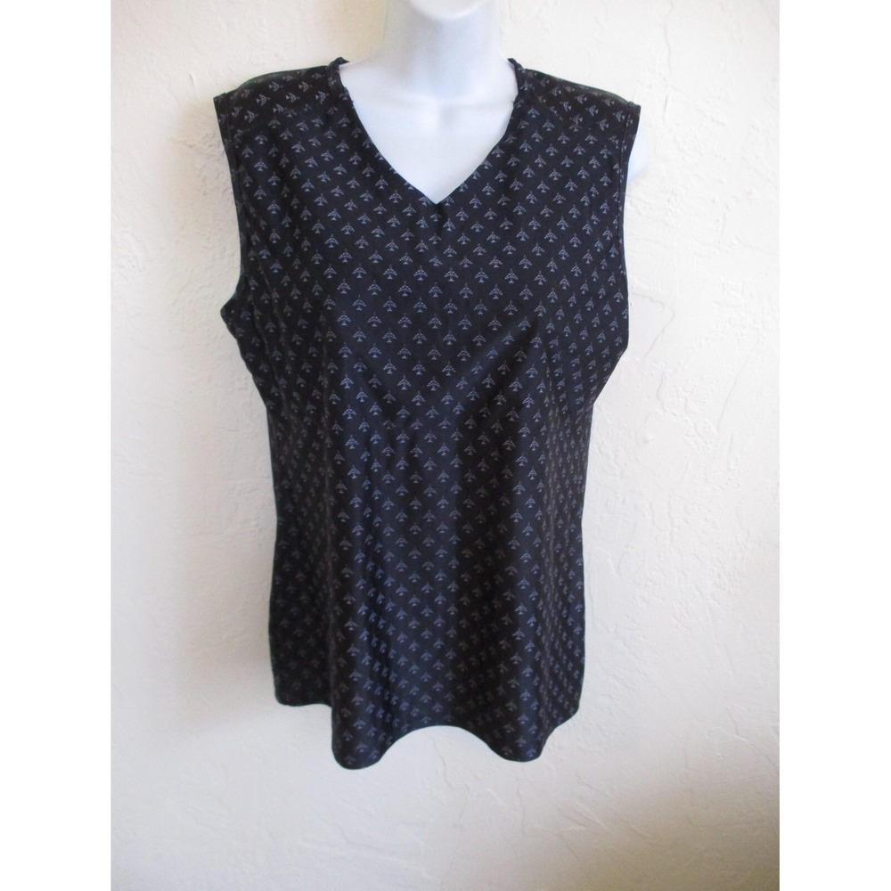 Androgynous Fox Top Size XL Jet Airplane Print Pullover Sleeveless